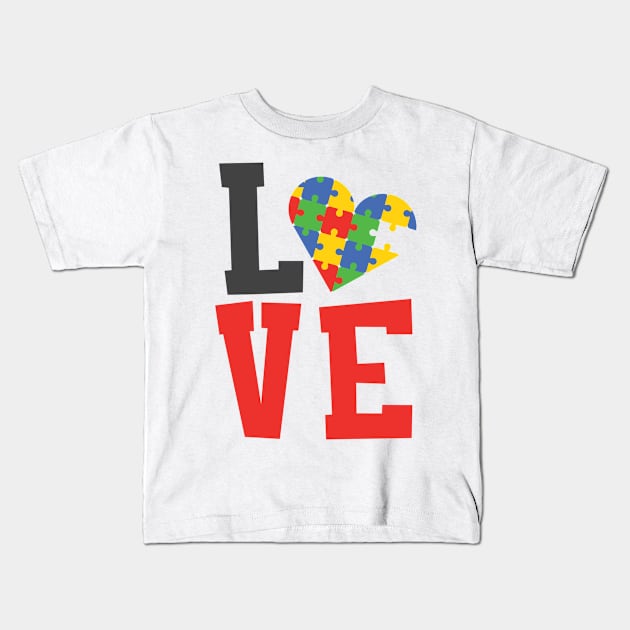 Love Autism Awareness Kids T-Shirt by SweetMay